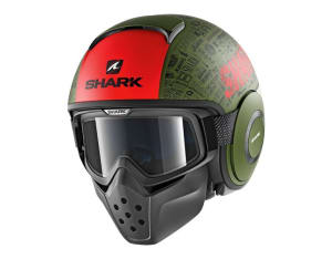 Atviras šalmas SHARK DRAK TRIBUTE RM spalva juoda/matinė/raudona/žalia