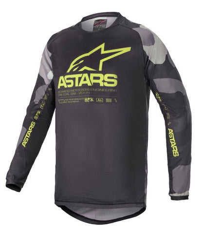 Vaikiški MX marškinėliai ALPINESTARS MX YOUTH RACER TACTICAL colour camo/fluorescent/grey/yellow